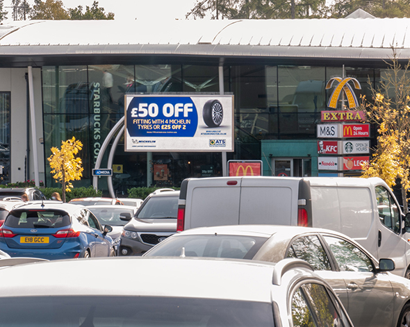 Busy Motorway Service Station Car Park